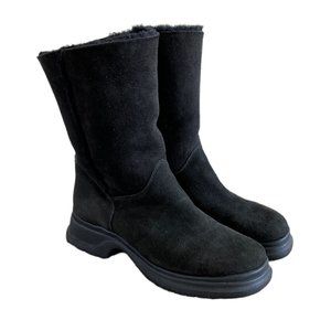 La CANADIENNE Black Suede Shearling Lined Winter Boots 9.5